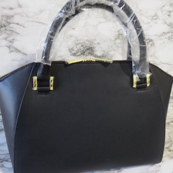 Joy & Iman Leather Satchel Handbag Purse w Velvet Clutch Shoulder Strap - Picture 4 of 9